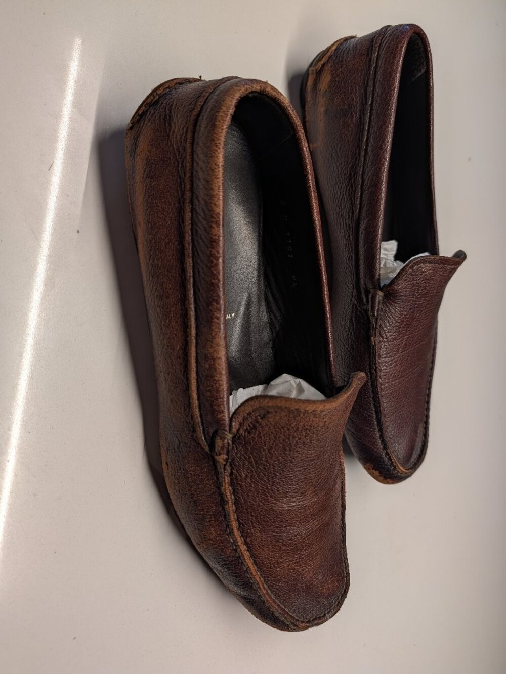 Authentic Prada Italian Brown Grain Leather Driving Loafers UK 8.5 (Fits US 9.5-